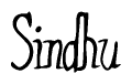 The image contains the word 'Sindhu' written in a cursive, stylized font.
