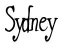 The image is of the word Sydney stylized in a cursive script.