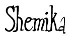 The image is of the word Shemika stylized in a cursive script.