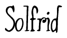 The image is a stylized text or script that reads 'Solfrid' in a cursive or calligraphic font.