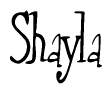 The image is of the word Shayla stylized in a cursive script.