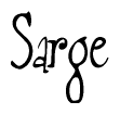 The image is of the word Sarge stylized in a cursive script.