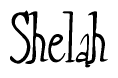 The image contains the word 'Shelah' written in a cursive, stylized font.