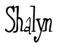 The image is a stylized text or script that reads 'Shalyn' in a cursive or calligraphic font.