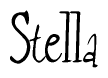 The image contains the word 'Stella' written in a cursive, stylized font.