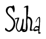 The image is of the word Suha stylized in a cursive script.