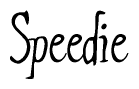 The image is a stylized text or script that reads 'Speedie' in a cursive or calligraphic font.