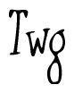 The image is of the word Twg stylized in a cursive script.