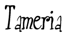 The image is of the word Tameria stylized in a cursive script.