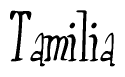 The image contains the word 'Tamilia' written in a cursive, stylized font.