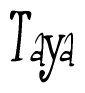 The image is of the word Taya stylized in a cursive script.