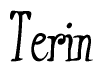 The image contains the word 'Terin' written in a cursive, stylized font.