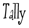 The image is a stylized text or script that reads 'Tally' in a cursive or calligraphic font.