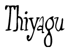 The image contains the word 'Thiyagu' written in a cursive, stylized font.