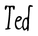 The image is a stylized text or script that reads 'Ted' in a cursive or calligraphic font.