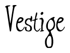 The image contains the word 'Vestige' written in a cursive, stylized font.