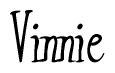 The image contains the word 'Vinnie' written in a cursive, stylized font.