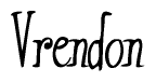 The image contains the word 'Vrendon' written in a cursive, stylized font.
