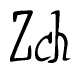 The image contains the word 'Zch' written in a cursive, stylized font.