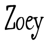 The image contains the word 'Zoey' written in a cursive, stylized font.