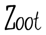 The image is a stylized text or script that reads 'Zoot' in a cursive or calligraphic font.