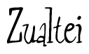 The image contains the word 'Zualtei' written in a cursive, stylized font.