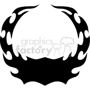 A clipart image of a black symmetrical tribal tattoo design with flame-like patterns curving around an empty space in the center.