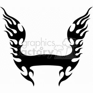 Black tribal flame design symmetrical vector illustration.