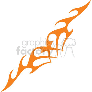 An orange tribal flame tattoo design with flowing curves and pointed ends.