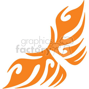 A vibrant orange abstract butterfly design with stylized, flame-like wings.