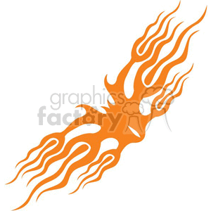 This is a clipart image of an abstract orange flame design with fluid, wavy lines representing fire.
