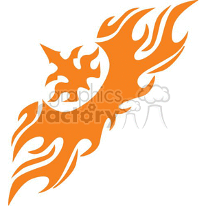 An orange flame-shaped clipart design with abstract, jagged elements