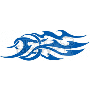 Blue tribal-style clipart image depicting a stylized bird with flowing lines and flame-like elements.