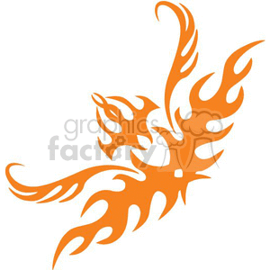Stylized orange phoenix bird clipart design with flame-like features.