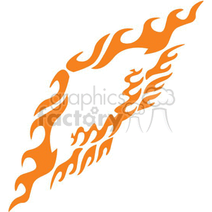 An abstract clipart image featuring orange flame elements arranged in a dynamic, swirling pattern.
