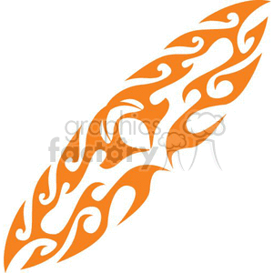 A stylized orange tribal flame tattoo clipart image with intricate and flowing designs.