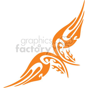 This clipart image features an orange tribal tattoo design with symmetrical, curved lines resembling stylized wings or flames.