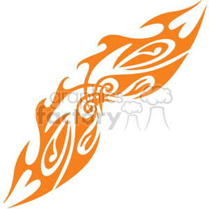 Abstract tribal tattoo design with orange flame-like patterns