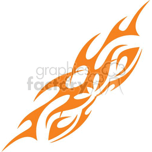An orange tribal flame tattoo design in a symmetrical, flowing pattern.