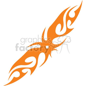 An orange tribal flame design, symmetrical and stylized, commonly used for tattoos or decorative purposes.