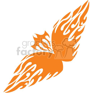 An orange clipart image of a butterfly with flame-like wings.