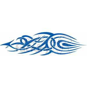 Abstract blue tribal tattoo design with flowing and interwoven curved lines.