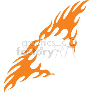 Bright orange flame design in a curved shape
