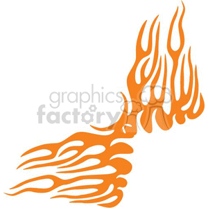 An orange flame clipart design with stylized, flowing lines resembling fire.