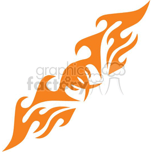 This clipart image features an orange tribal flame design with intricate curves and sharp edges, resembling stylized fire.