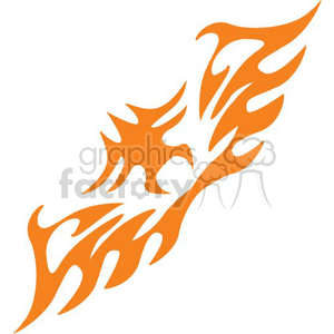 An abstract vector clipart image featuring orange tribal flames arranged in a symmetrical pattern.