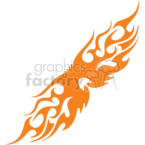 An orange tribal flame clipart design featuring intricate and flowing patterns, often used for tattoos, signage, or decorative elements.