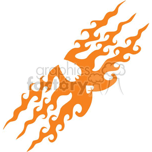 An orange tribal flame tattoo design clipart in a symmetrical pattern.
