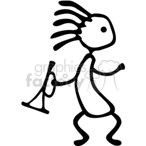 Kokopelli Petroglyph with Trumpet