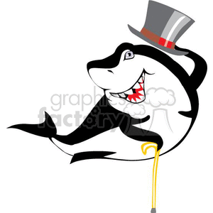 Cartoon shark with a top hat and cane
